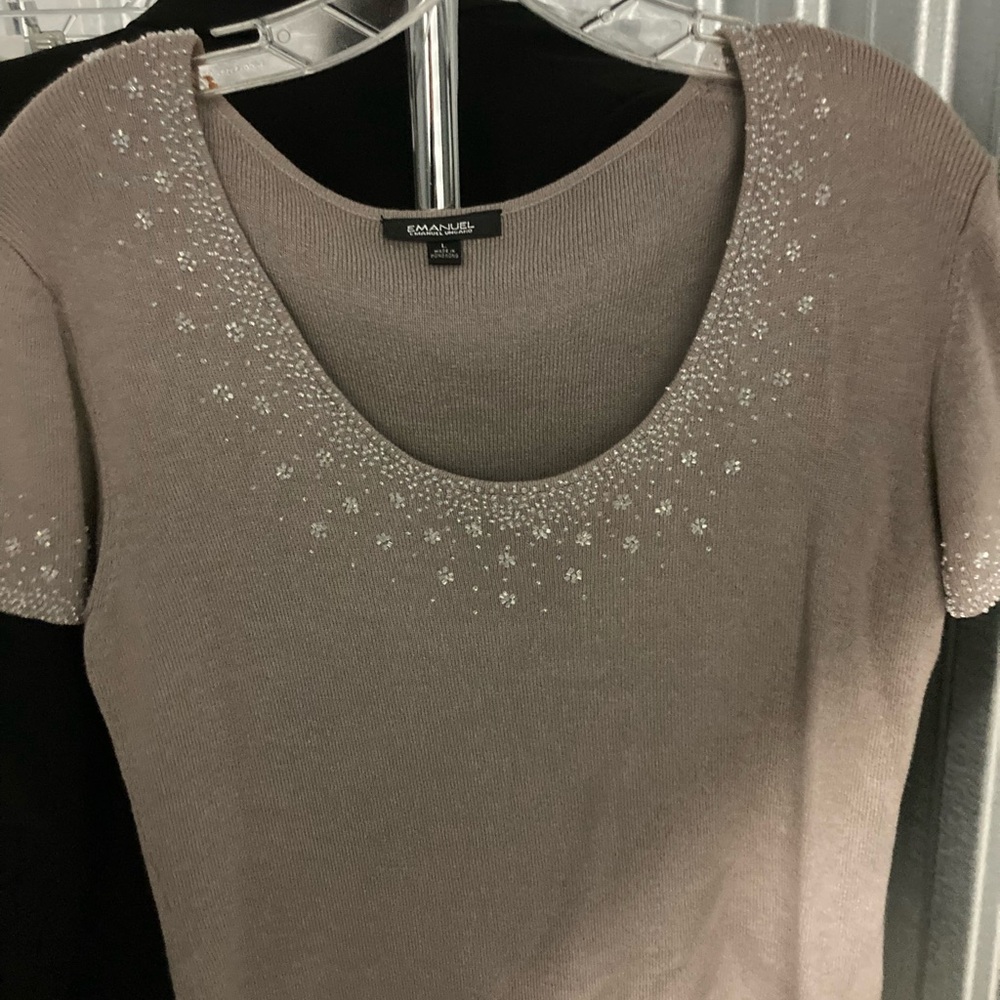 Emanuel Ungaro Embellished Short Sleeve Sweater